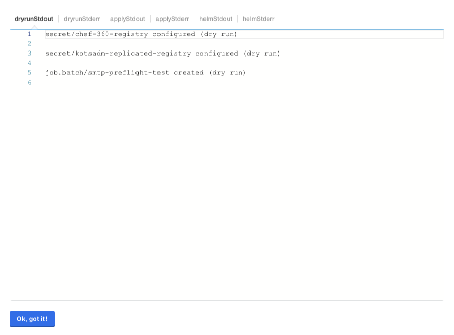 Image of the deployment logs